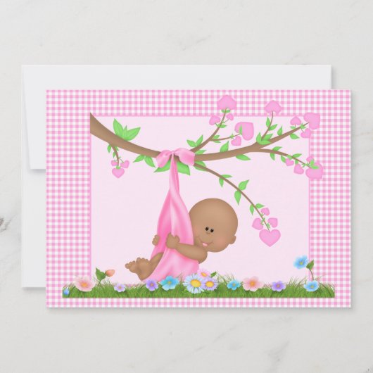 Invitation de Baby shower de filles afro-américain (Devant)