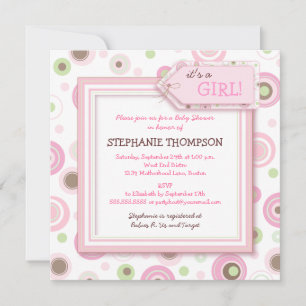Invitation de Baby shower de filles aux joyeux poi