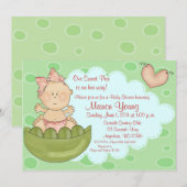 Invitation de baby shower de filles de pois doux (Devant / Derrière)