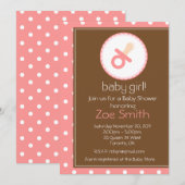 Invitation de Baby shower de filles douces (Devant / Derrière)
