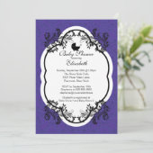 Invitation de Baby shower de filles pourpres Vinta (Debout devant)