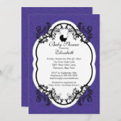 Invitation de Baby shower de filles pourpres Vinta (Devant / Derrière)