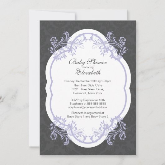 Invitation de Baby shower de filles pourpres Vinta (Devant)