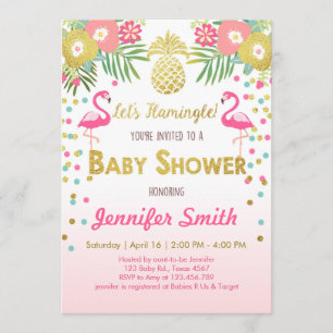 Invitation de baby shower de Flamant rose