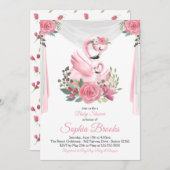 Invitation de baby shower de Flamant rose (Devant / Derrière)
