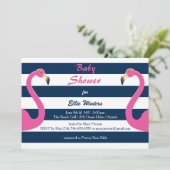 Invitation de Baby shower de Flamant rose nautique (Debout devant)