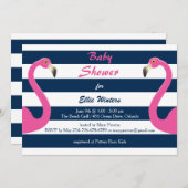 Invitation de Baby shower de Flamant rose nautique (Devant / Derrière)