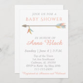 Invitation de baby shower de flèche et de plume (Devant / Derrière)