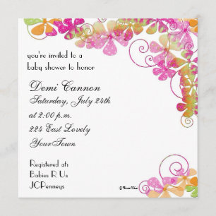 Invitation de baby shower de fleur dans des