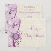 Invitation de baby shower de fleur et de papillon (Devant / Derrière)