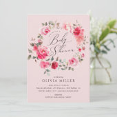 Invitation de Baby shower de fleurs blanches (Debout devant)