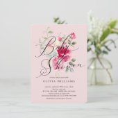 Invitation de Baby shower de fleurs blanches (Debout devant)