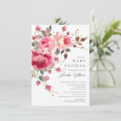 Invitation de Baby shower de fleurs blanches (Debout devant)