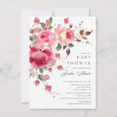 Invitation de Baby shower de fleurs blanches (Devant)