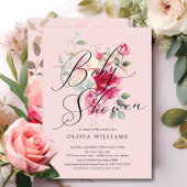 Invitation de Baby shower de fleurs blanches