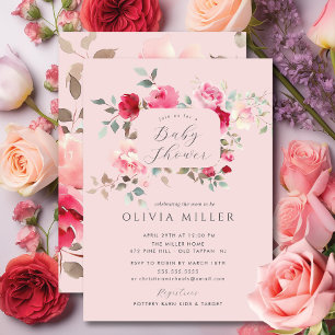 Invitation de Baby shower de fleurs blanches