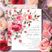 Invitation de Baby shower de fleurs blanches
