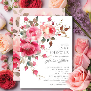Invitation de Baby shower de fleurs blanches