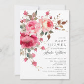 Invitation de Baby shower de fleurs blanches (Devant)