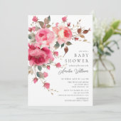 Invitation de Baby shower de fleurs blanches (Debout devant)