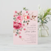 Invitation de Baby shower de fleurs blanches (Debout devant)