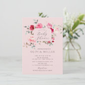 Invitation de Baby shower de fleurs blanches (Debout devant)