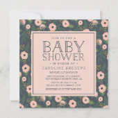 Invitation de Baby shower de fleurs blanches de mi (Devant)