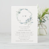 Invitation de Baby shower de fleurs bleu doux (Debout devant)