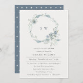 Invitation de Baby shower de fleurs bleu doux (Devant / Derrière)