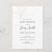 Invitation de baby shower de fleurs d'art à la lig (Devant / Derrière)