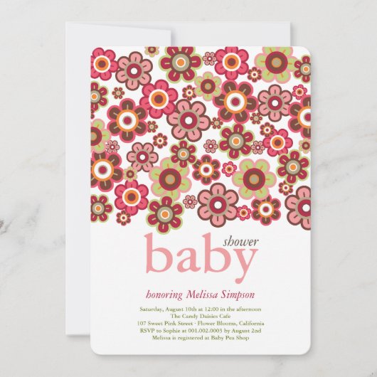 Invitation de baby shower de fleurs de fleurs de (Devant)