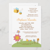 invitation de baby shower de fleurs d'insectes du (Devant / Derrière)