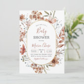 Invitation de Baby shower de fleurs généreuses de  (Debout devant)