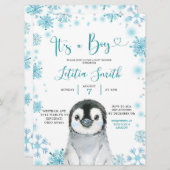 Invitation de Baby shower de Flocon de neige de l' (Devant / Derrière)