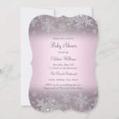 Invitation de Baby shower de flocon de neige rose (Dos)