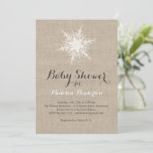 Invitation de Baby shower de flocon de neige rusti (Debout devant)