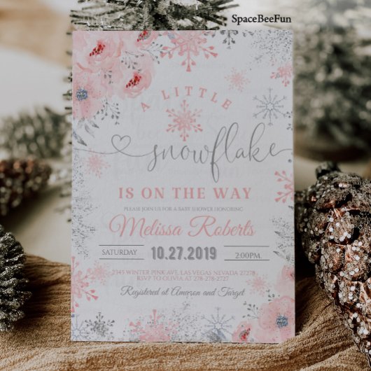 Invitation de Baby shower de flocon de neige Un pe