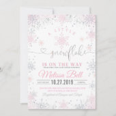 Invitation de Baby shower de flocon de neige Un pe (Devant)