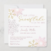 Invitation de Baby shower de flocon rose | Wonderl (Devant)