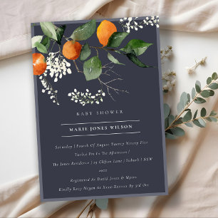 Invitation de Baby shower de Foliage Orange Blosso