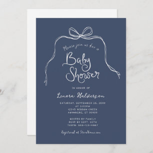 Invitation de Baby shower de fond simple Blue Bold