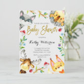 Invitation de baby shower de forêt de région (Debout devant)