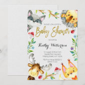 Invitation de baby shower de forêt de région (Devant / Derrière)