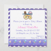 Invitation de Baby shower de frottis de bleuets (Dos)