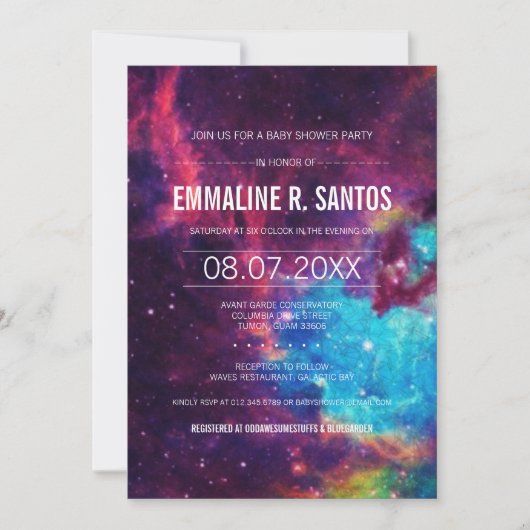 Invitation de baby shower de galaxie (Devant)