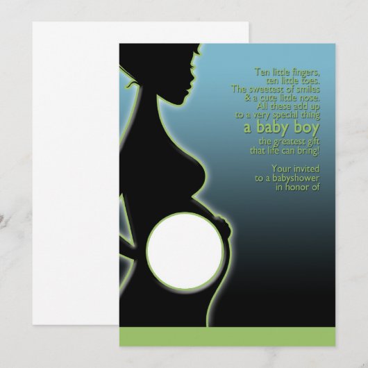 Invitation de baby shower de garçon (Devant / Derrière)