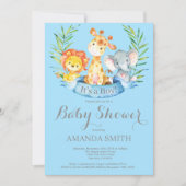 Invitation de baby shower de garçon d'animaux de (Devant)