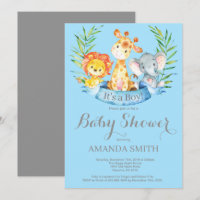 Invitation de baby shower de garçon d'animaux de