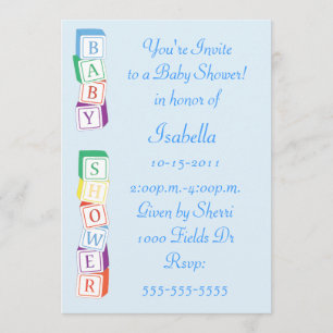 Invitation de baby shower de garçon de bloc