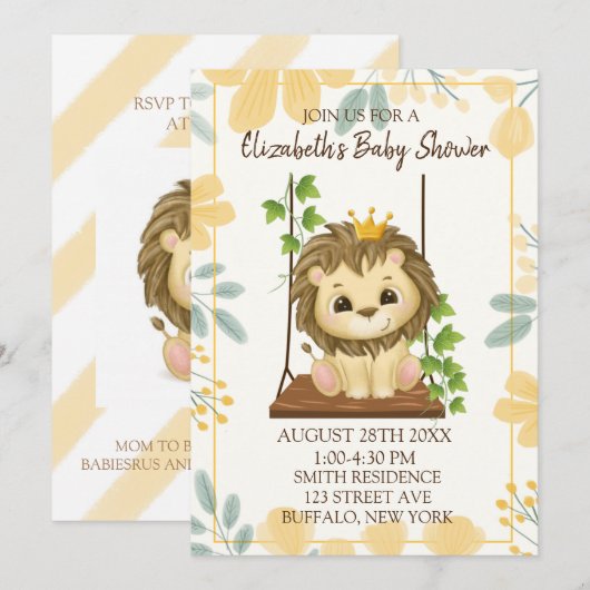 Invitation de Baby shower de garçon de Flore de Sw (Devant / Derrière)